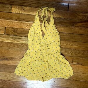 Yellow Floral Halter Top